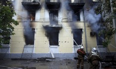 Здание горотдела милиции в Мариуполе полностью сгорело