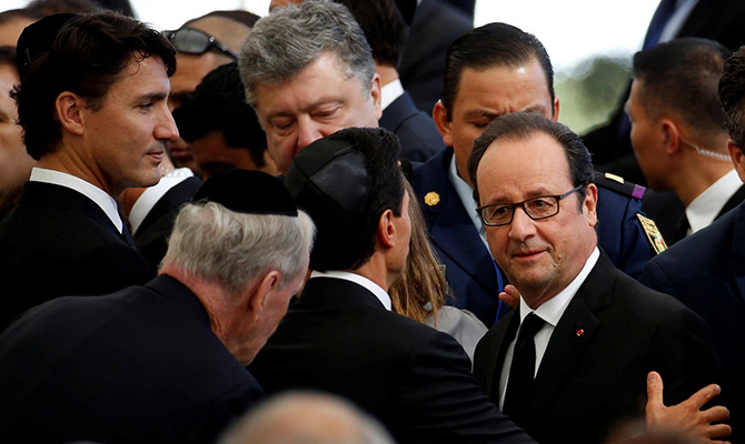 Порошенко в Иерусалиме принимает участие в церемонии прощания с бывшим президентом Израиля Пересом