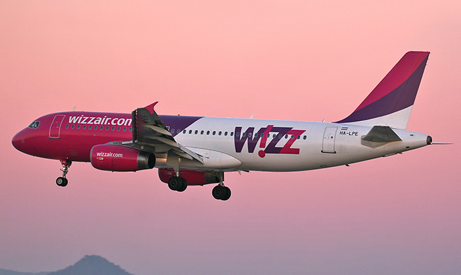 Wizz Air увеличил перевозки на украинских рейсах на 64%