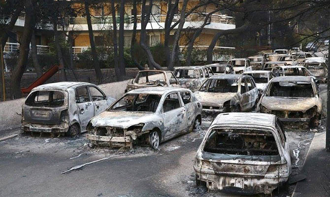 Лесные пожары в Греции