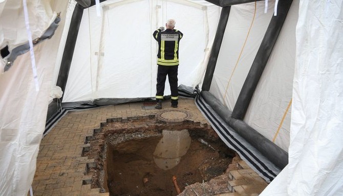 В Германии случайно нашли восьмиметровый туннель, ведущий к банку