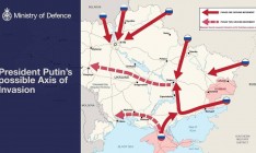 В Британии опубликовали карту вторжения России в Украину: одна из целей – Киев